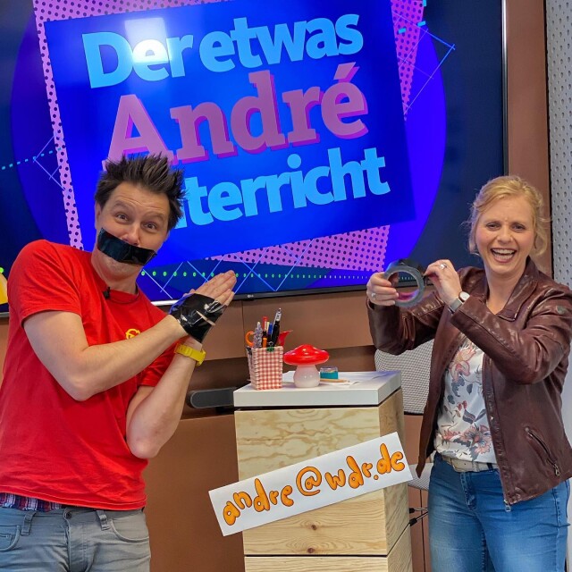 der etwas Andre Unterricht Die Sendung mit der Maus, Wissen macht Ah, 2 durch Deutschland Andre Gatzke Ferien TV Host Die Sendung mit dem Elefanten Pamela Fobbe Das Andre Spielebuch Pamela Fobbe Lockdown Homeschooling WDR ARD KIKA